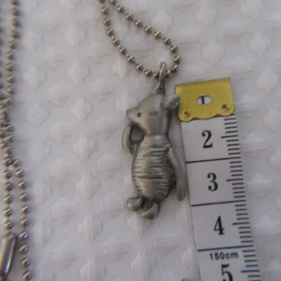 Pewter Winnie the pooh Piglet Necklace Pendant on a Sink Chain - Picture 7 of 9
